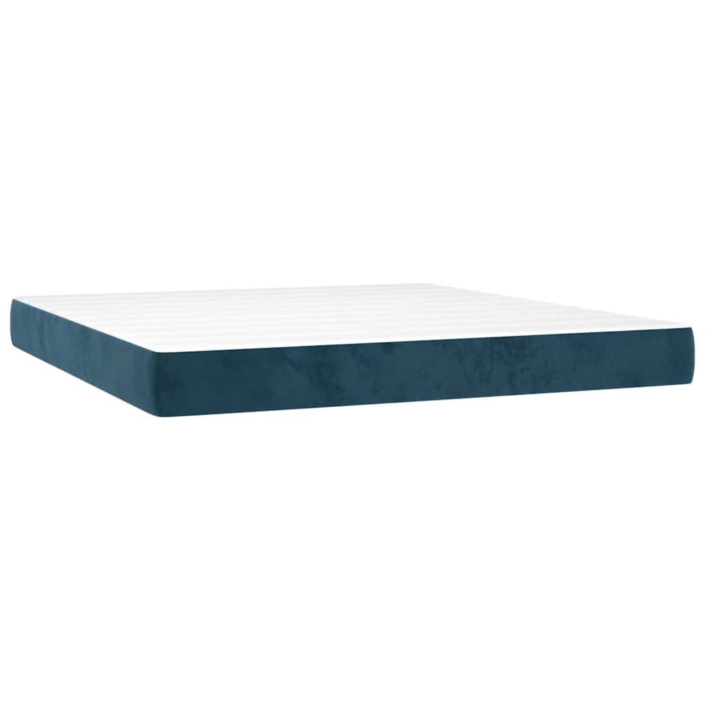 Krevet box spring s madracem LED tamnoplavi 160x200 cm baršun