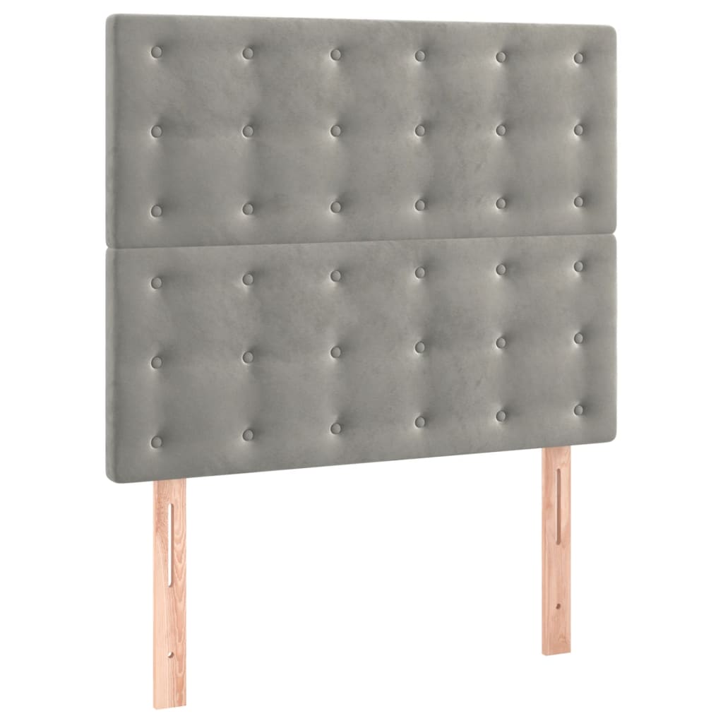 Krevet box spring s madracem LED svjetlosivi 90x190 cm baršun