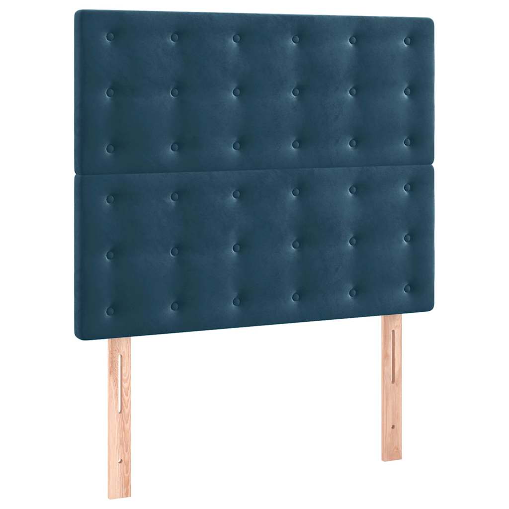 Krevet box spring s madracem LED tamnoplavi 90x190 cm baršun