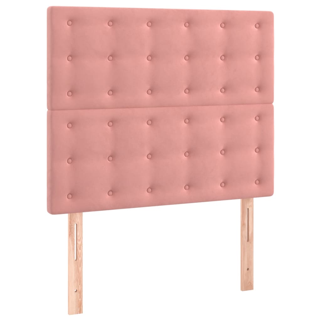 Krevet box spring s madracem LED ružičasti 90x200 cm baršunasti