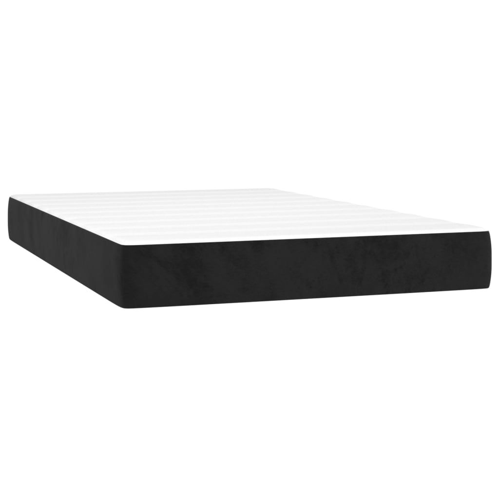 Krevet box spring s madracem LED crni 120 x 200 cm baršun