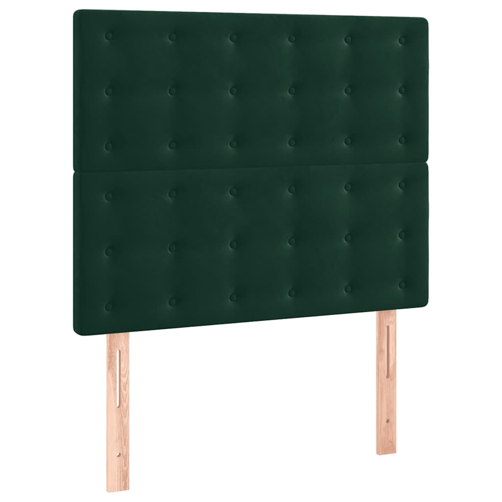 Krevet box spring s madracem LED tamnozeleni 120x200 cm baršun