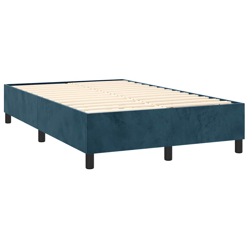 Krevet box spring s madracem LED tamnoplavi 120x200 cm baršun