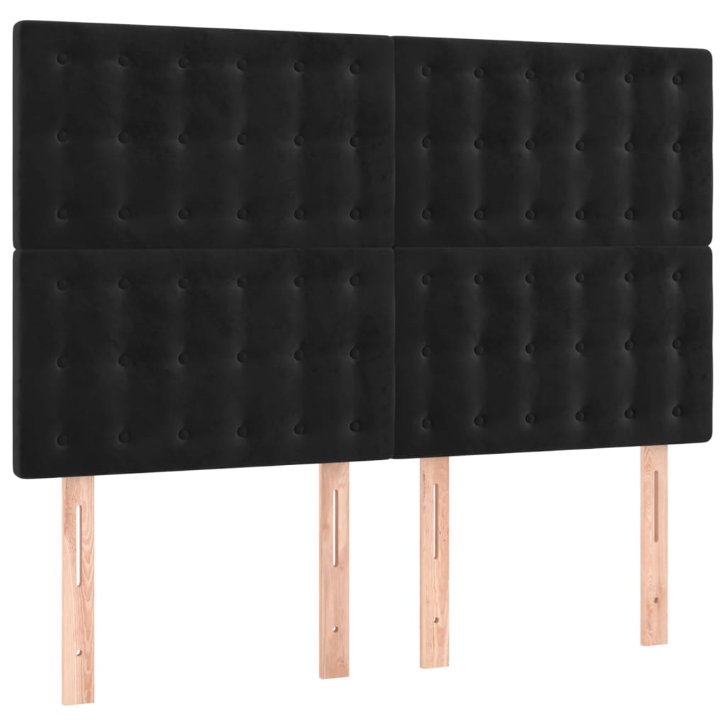 Krevet box spring s madracem LED crni 140x190 cm baršun