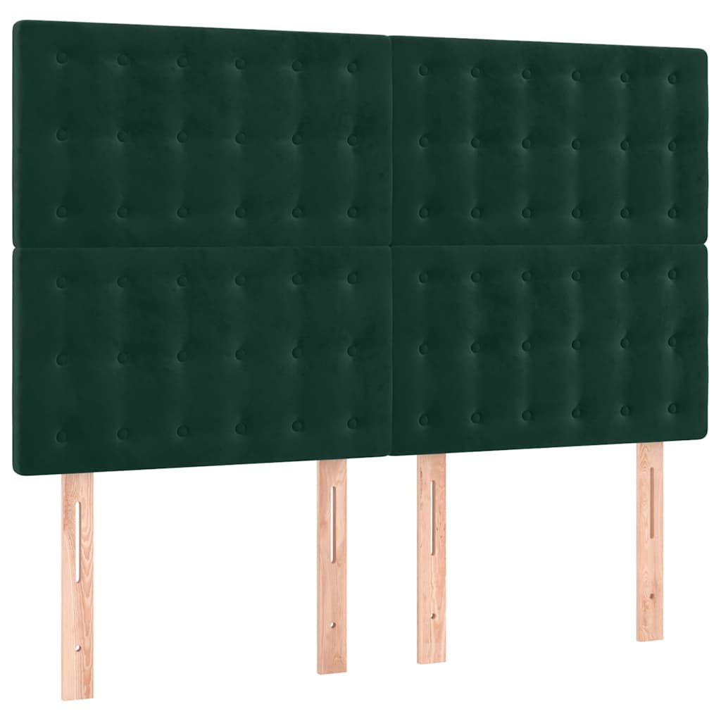 Krevet box spring s madracem LED tamnozeleni 140x190 cm baršun