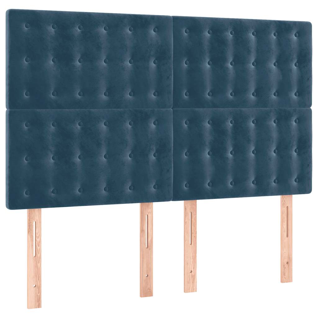 Krevet box spring s madracem LED tamnoplavi 140x190 cm baršun