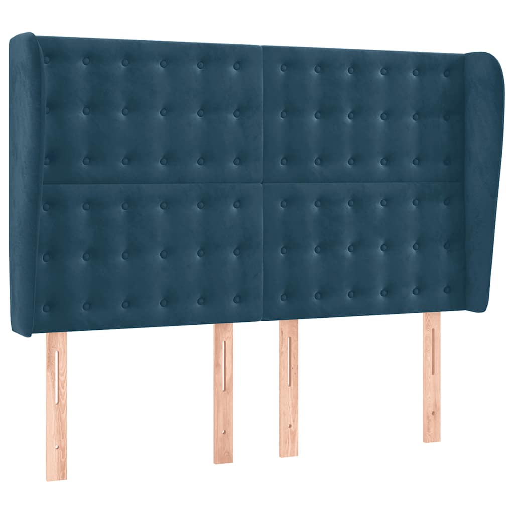 Krevet box spring s madracem LED tamnoplavi 140x200 cm baršun