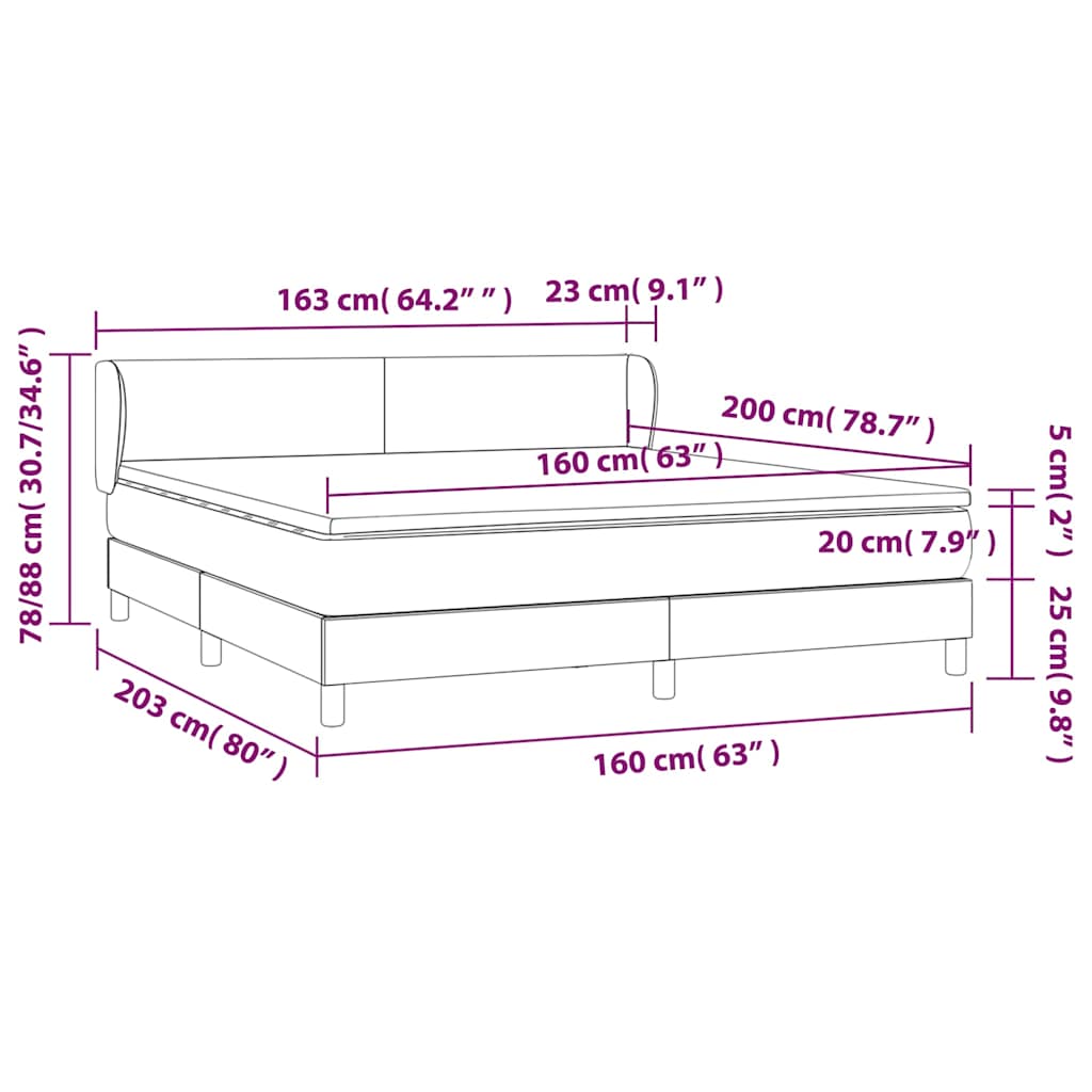 Krevet box spring s madracem svjetlosiva 160x200 cm tkanina