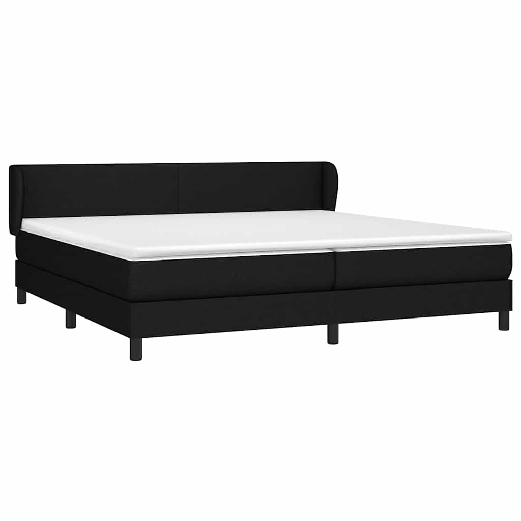 Krevet s oprugama i madracem crni 200x200 cm od tkanine