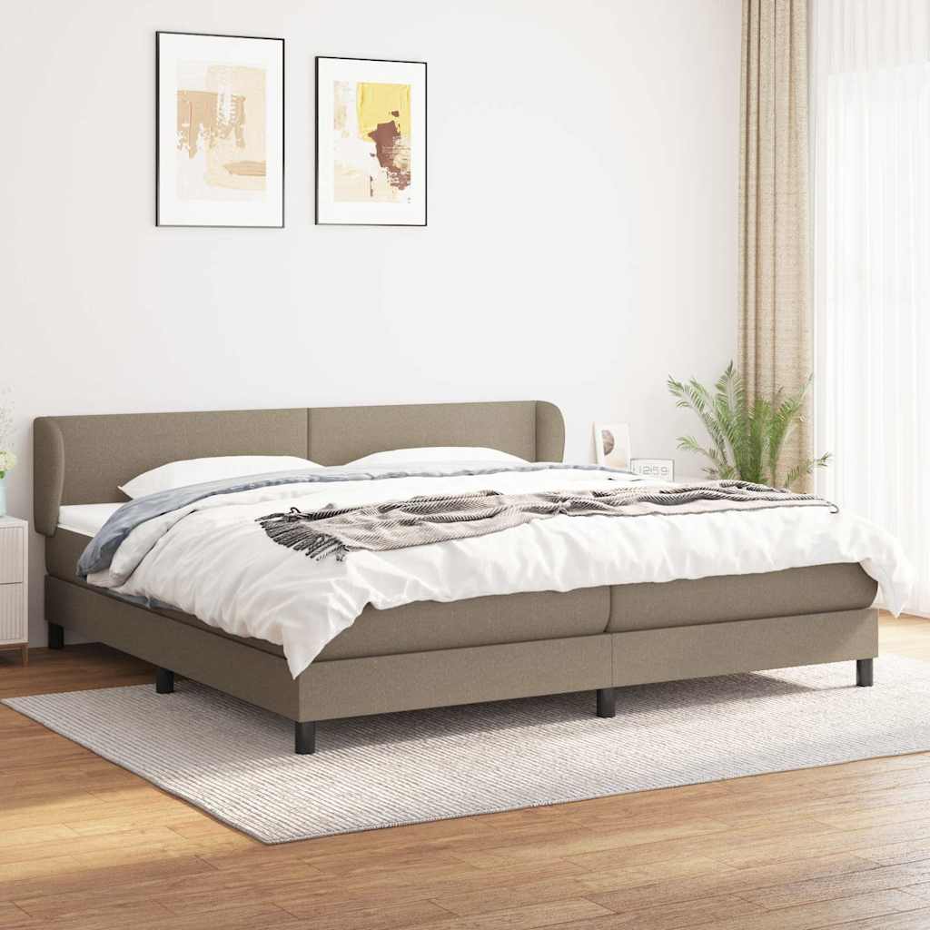 Krevet s oprugama i madracem smeđesivi 200x200 cm od tkanine