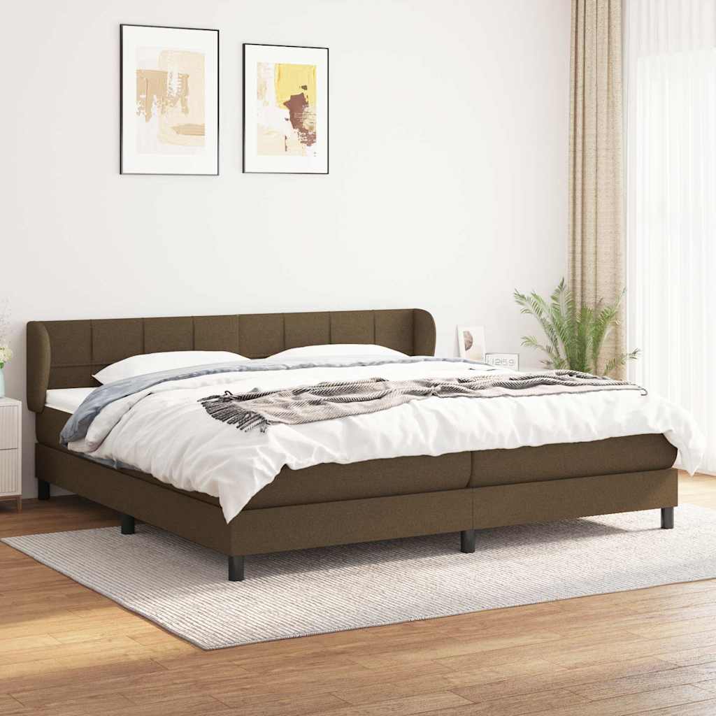 Krevet s oprugama i madracem tamnosmeđi 200x200 cm od tkanine