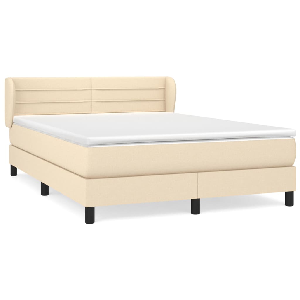 Krevet s oprugama i madracem krem 140x200 cm od tkanine