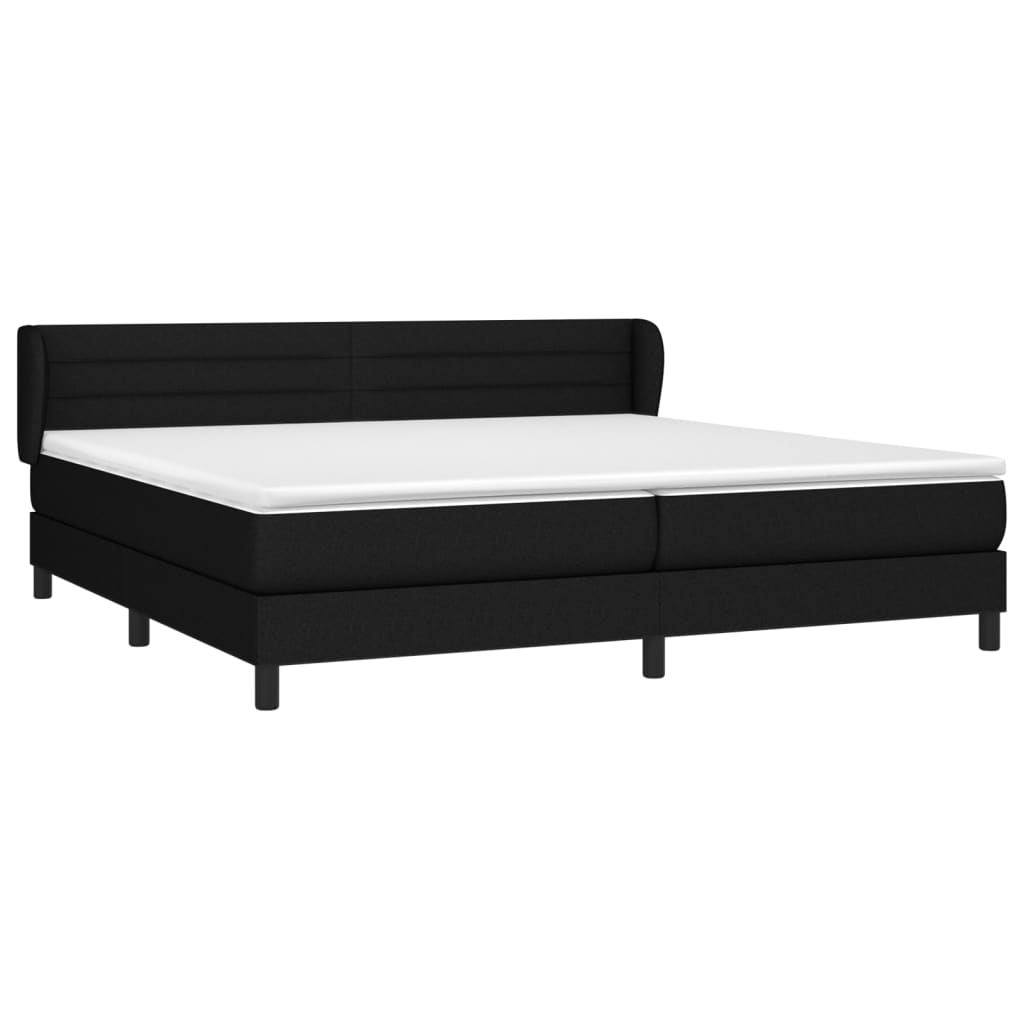 Krevet s oprugama i madracem crni 200x200 cm od tkanine