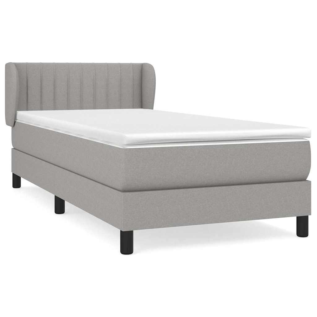 Box spring krevet s madracem svjetlosivi 90x190 cm od tkanine