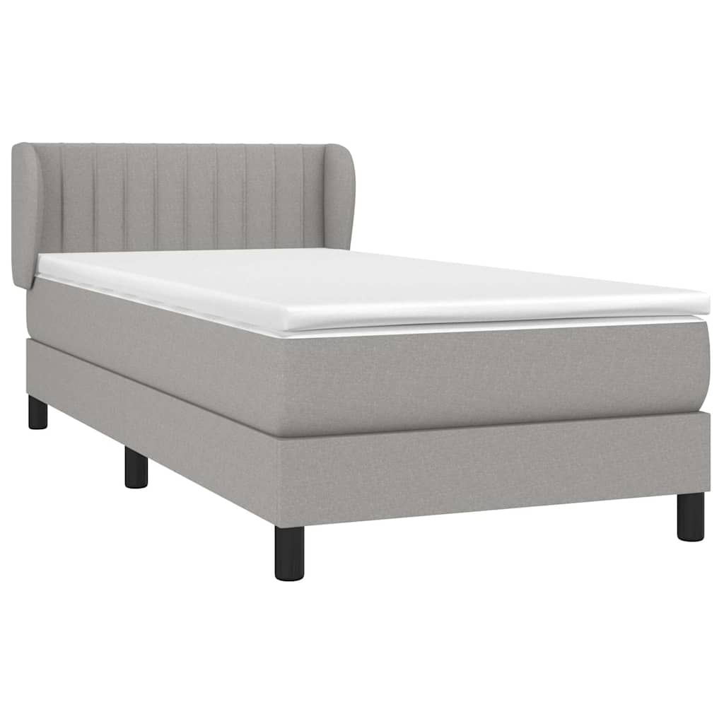 Box spring krevet s madracem svjetlosivi 90x190 cm od tkanine