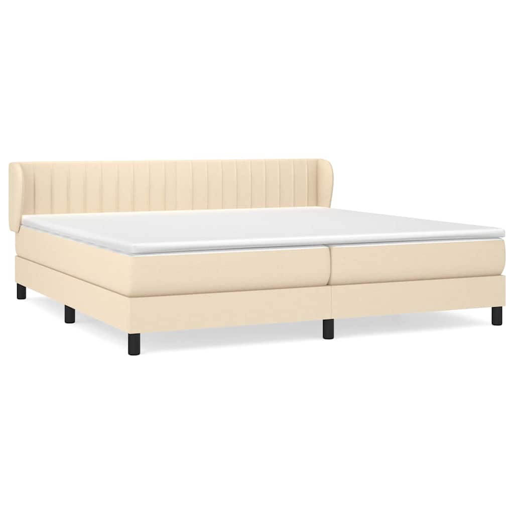 Krevet s oprugama i madracem krem 200 x 200 cm od tkanine