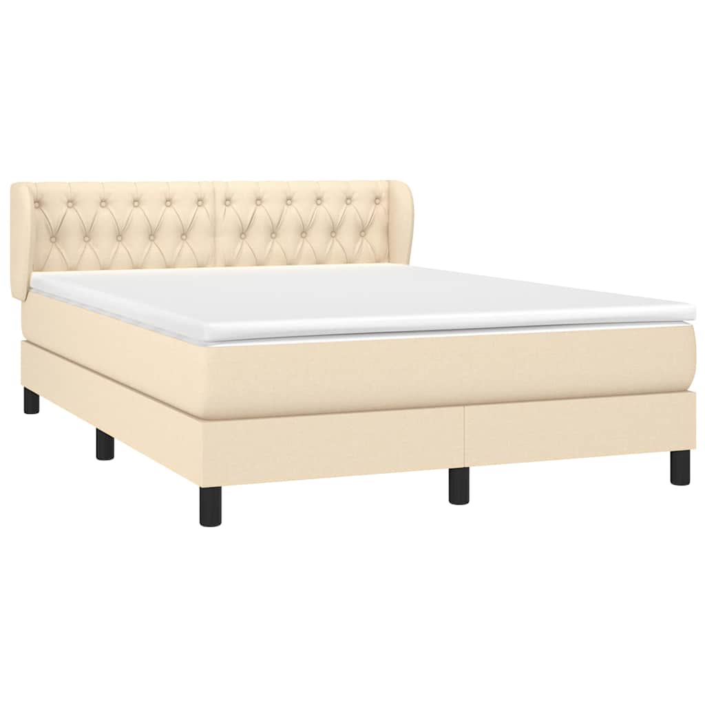 Krevet s oprugama i madracem krem 140 x 190 cm od tkanine