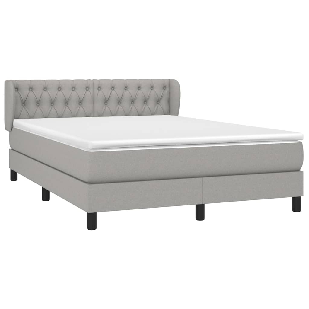 Krevet box spring s madracem svjetlosivi 140x200 cm od tkanine