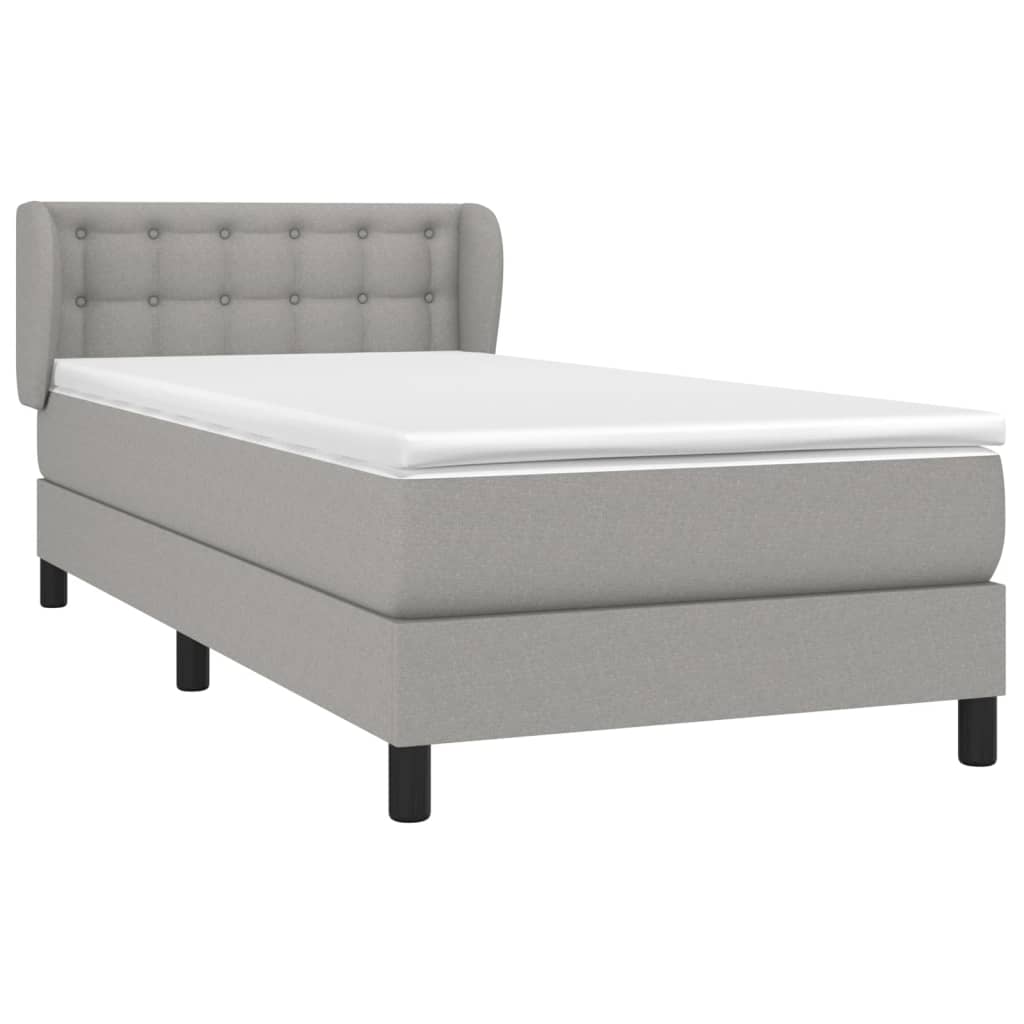 Box spring krevet s madracem svjetlosivi 90x190 cm od tkanine