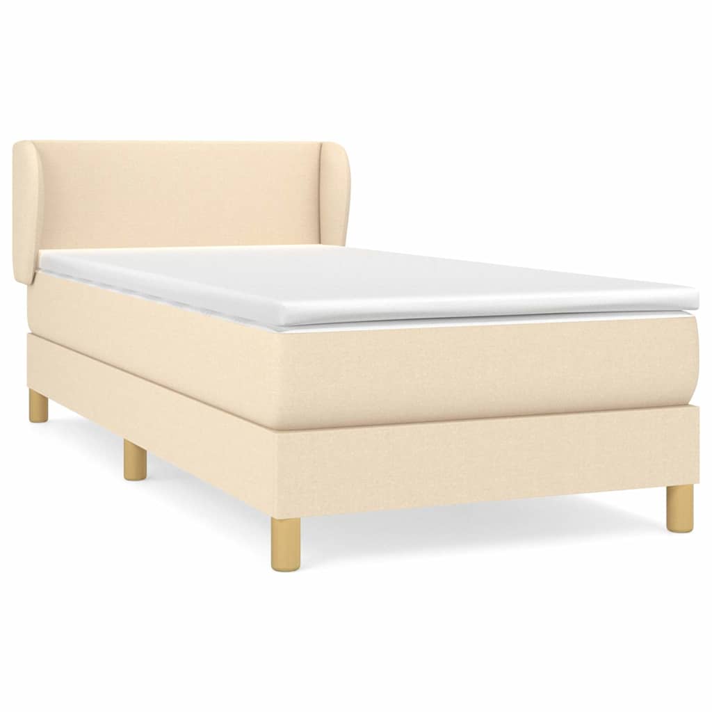 Krevet s oprugama i madracem krem 90 x 190 cm od tkanine