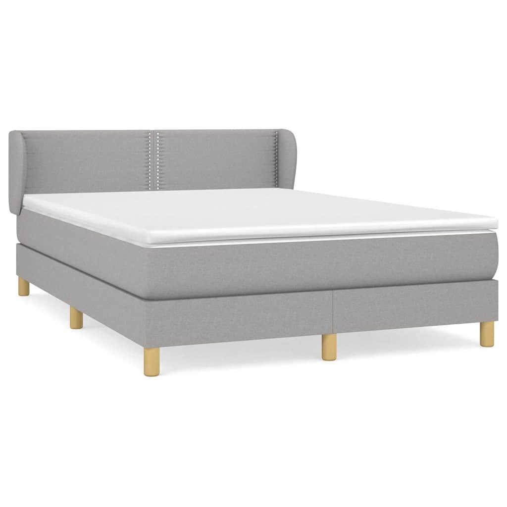 Krevet box spring s madracem svjetlosivi 140x200 cm od tkanine