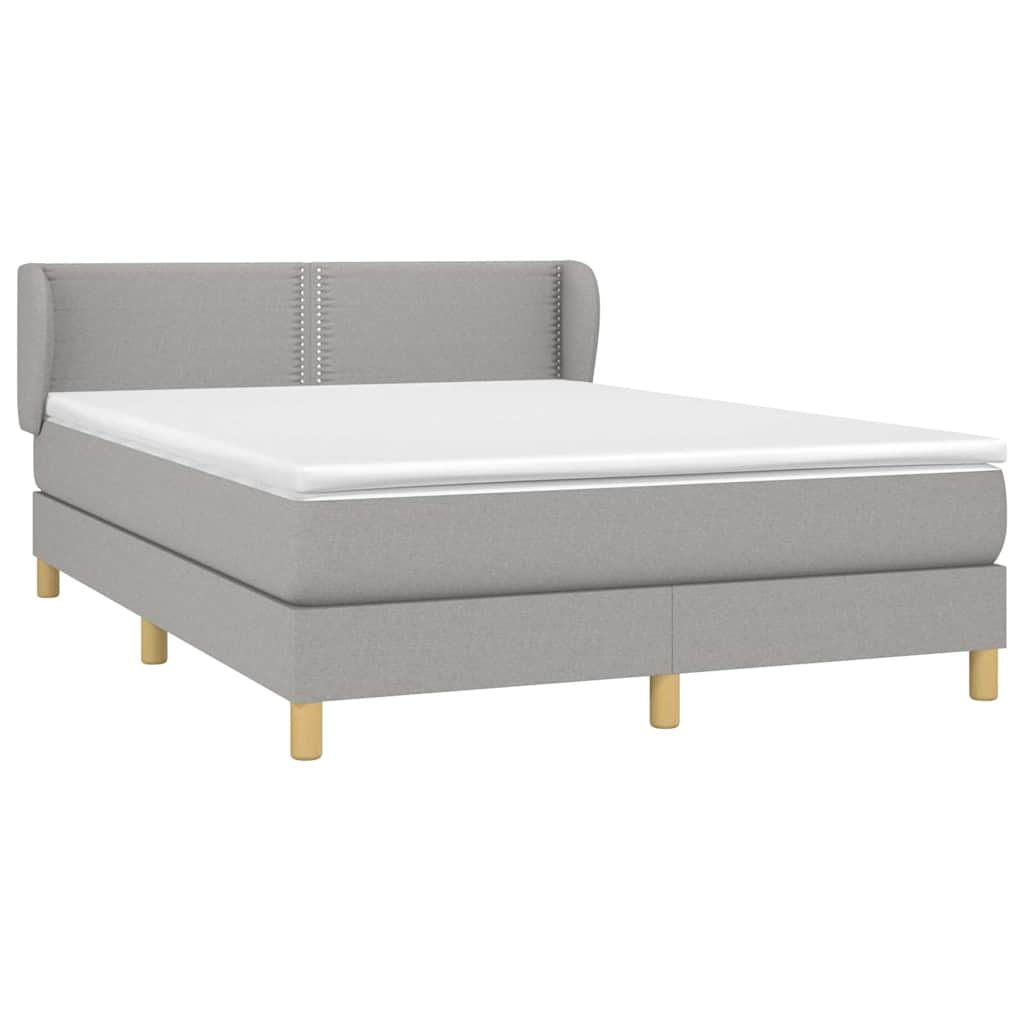 Krevet box spring s madracem svjetlosivi 140x200 cm od tkanine