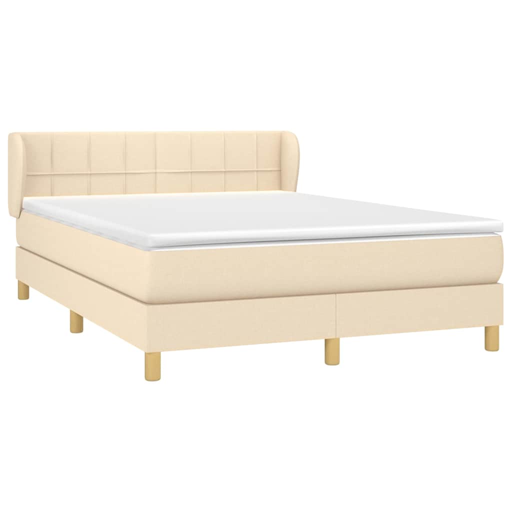 Krevet s oprugama i madracem krem 140 x 190 cm od tkanine