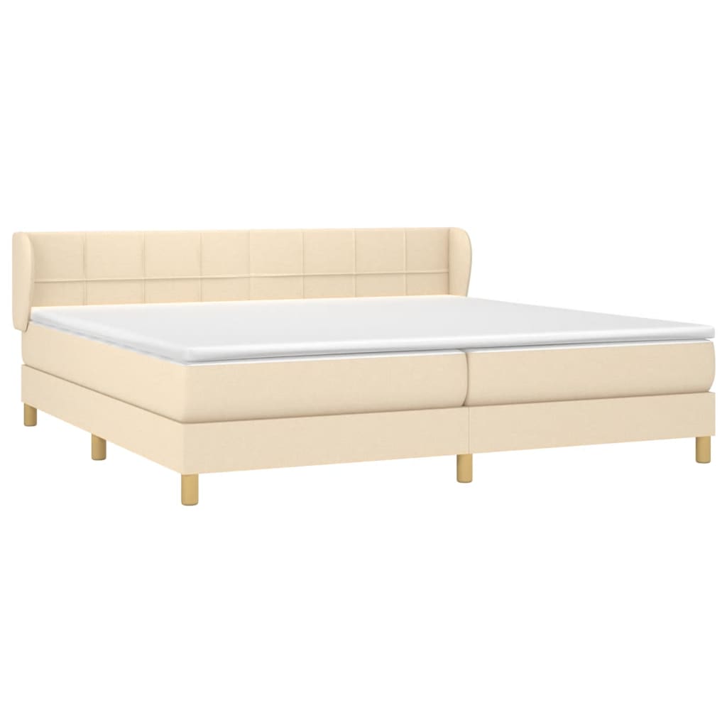Krevet s oprugama i madracem krem 200 x 200 cm od tkanine