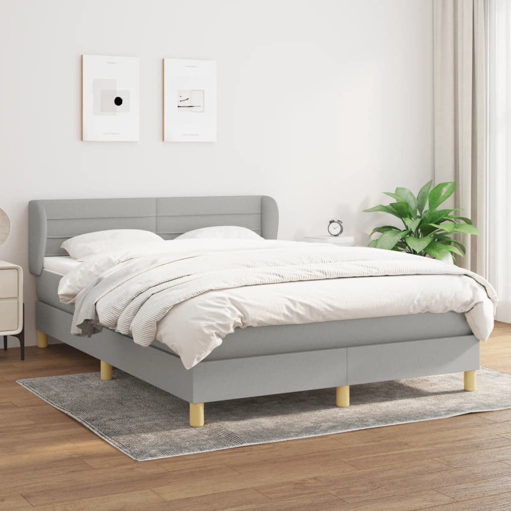 Krevet box spring s madracem svjetlosivi 140x200 cm od tkanine