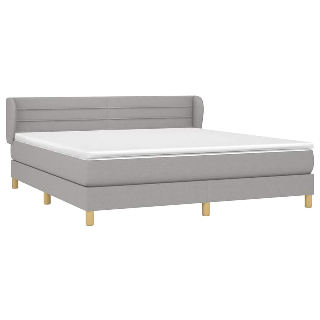 Krevet box spring s madracem svjetlosiva 160x200 cm tkanina
