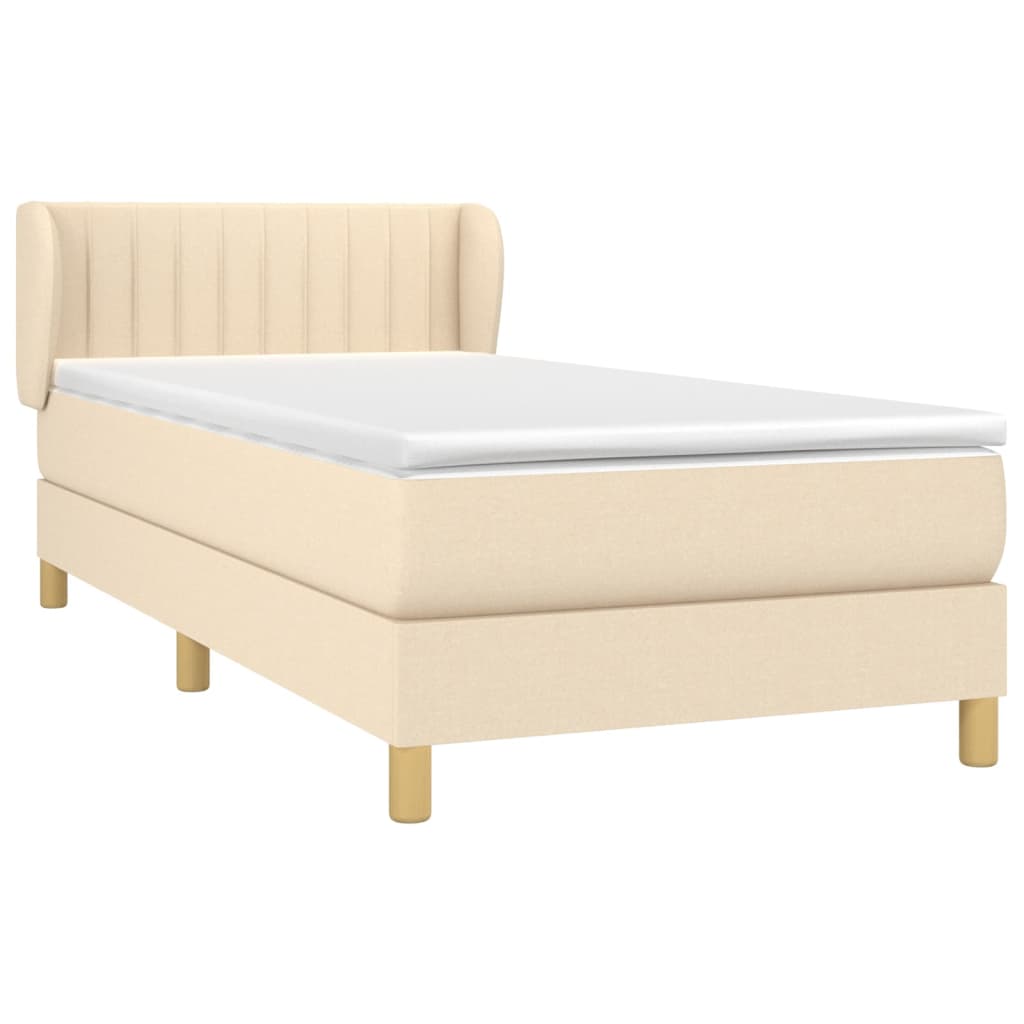 Krevet s oprugama i madracem krem 90 x 200 cm od tkanine