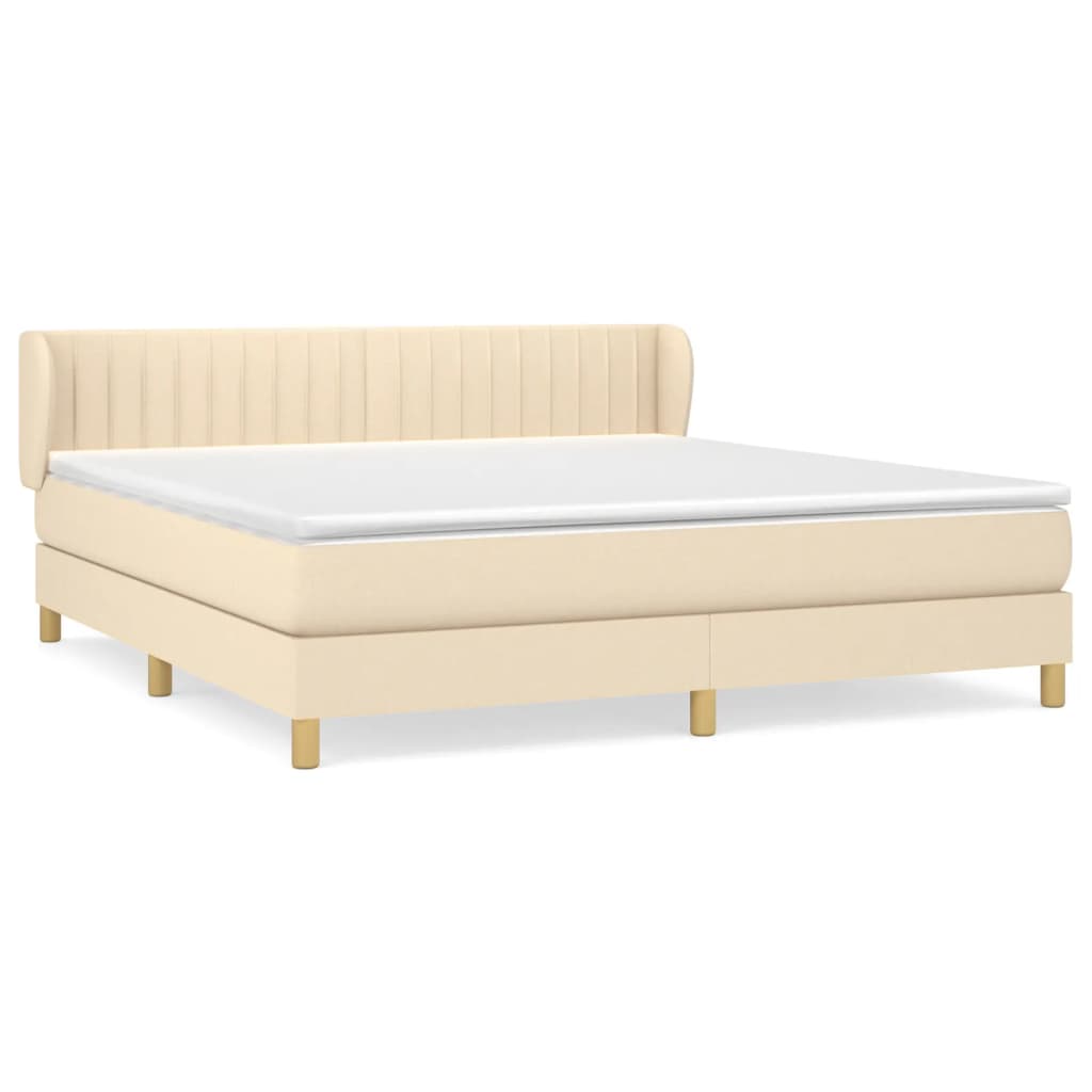 Krevet s oprugama i madracem krem 160x200 cm od tkanine