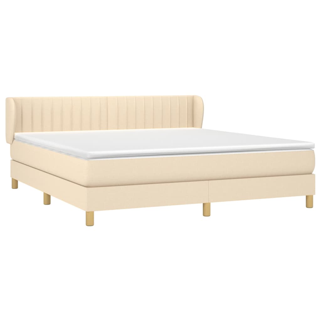 Krevet s oprugama i madracem krem 160x200 cm od tkanine
