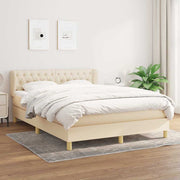 Krevet s oprugama i madracem krem 140x200 cm od tkanine