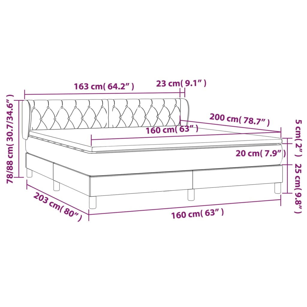 Krevet box spring s madracem svjetlosiva 160x200 cm tkanina