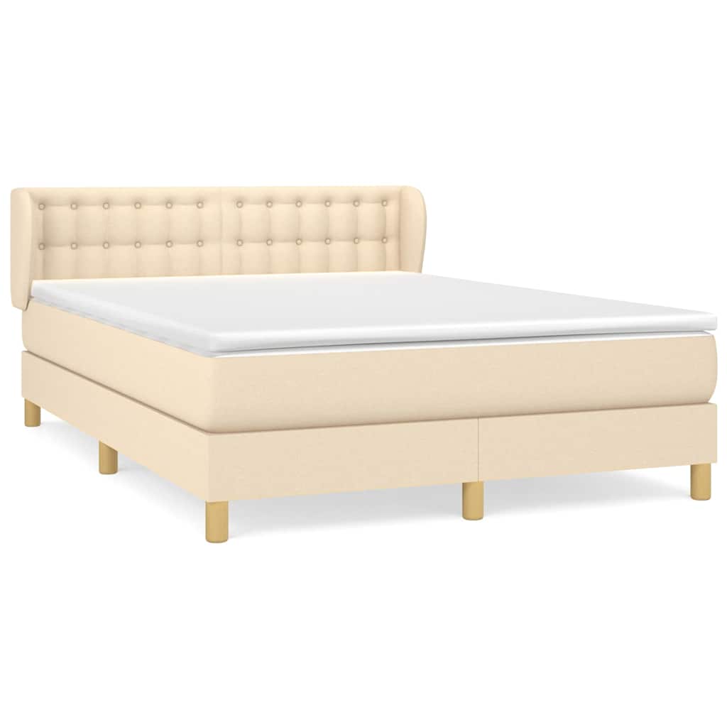 Krevet s oprugama i madracem krem 140 x 190 cm od tkanine