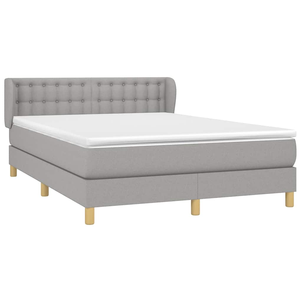 Krevet box spring s madracem svjetlosivi 140x200 cm od tkanine