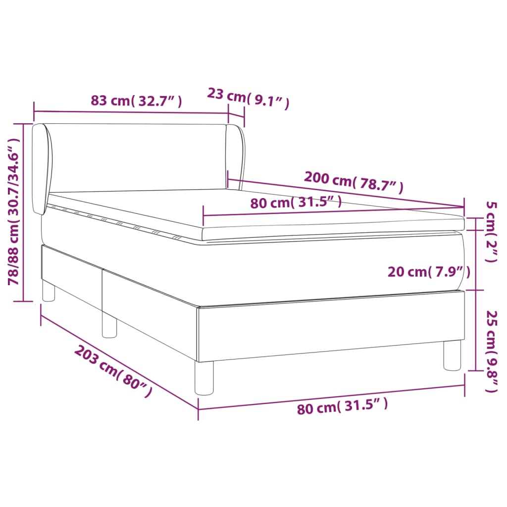 Krevet s oprugama i madracem bijeli 80 x 200 cm od umjetne kože