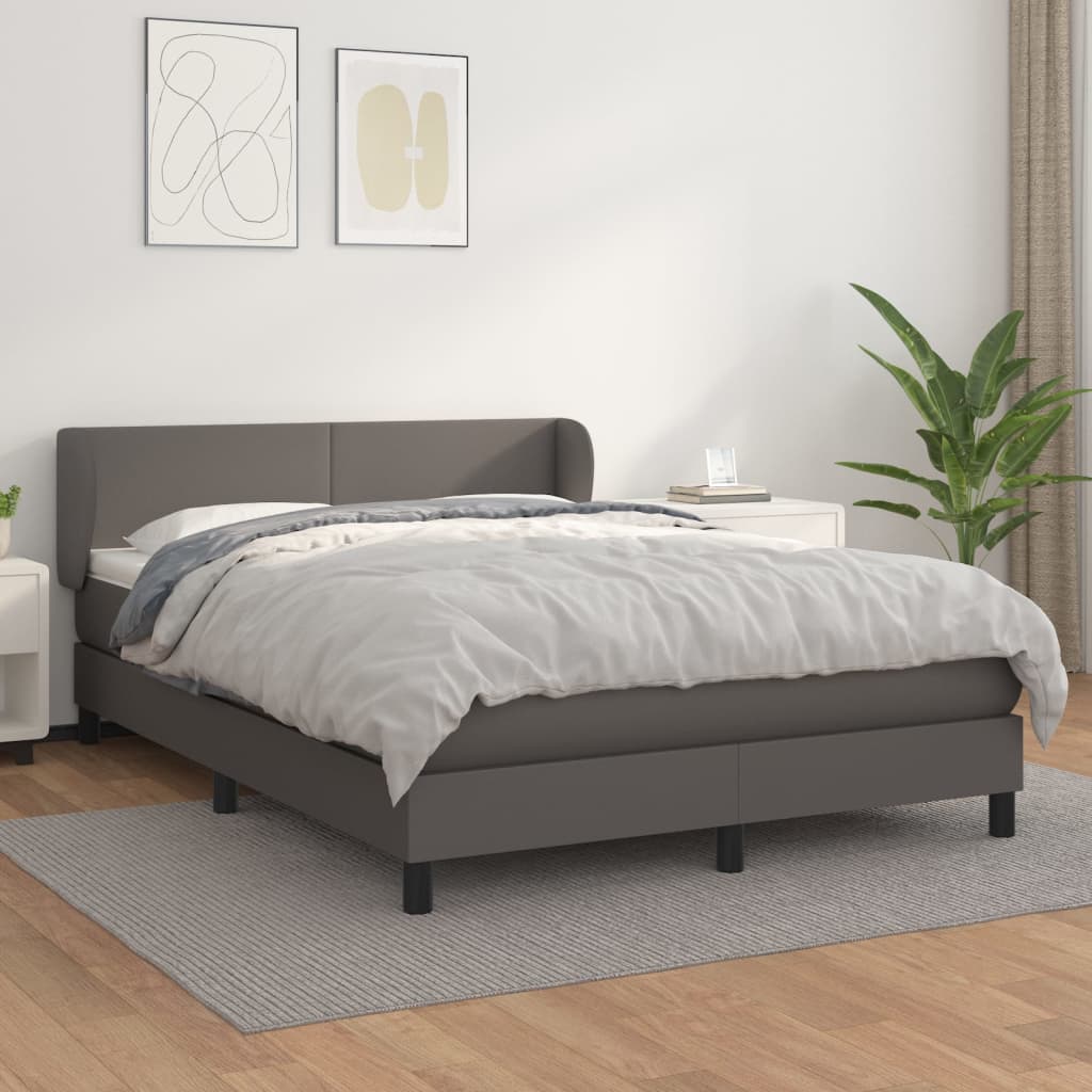 Krevet s oprugama i madracem sivi 140x190 cm od umjetne kože