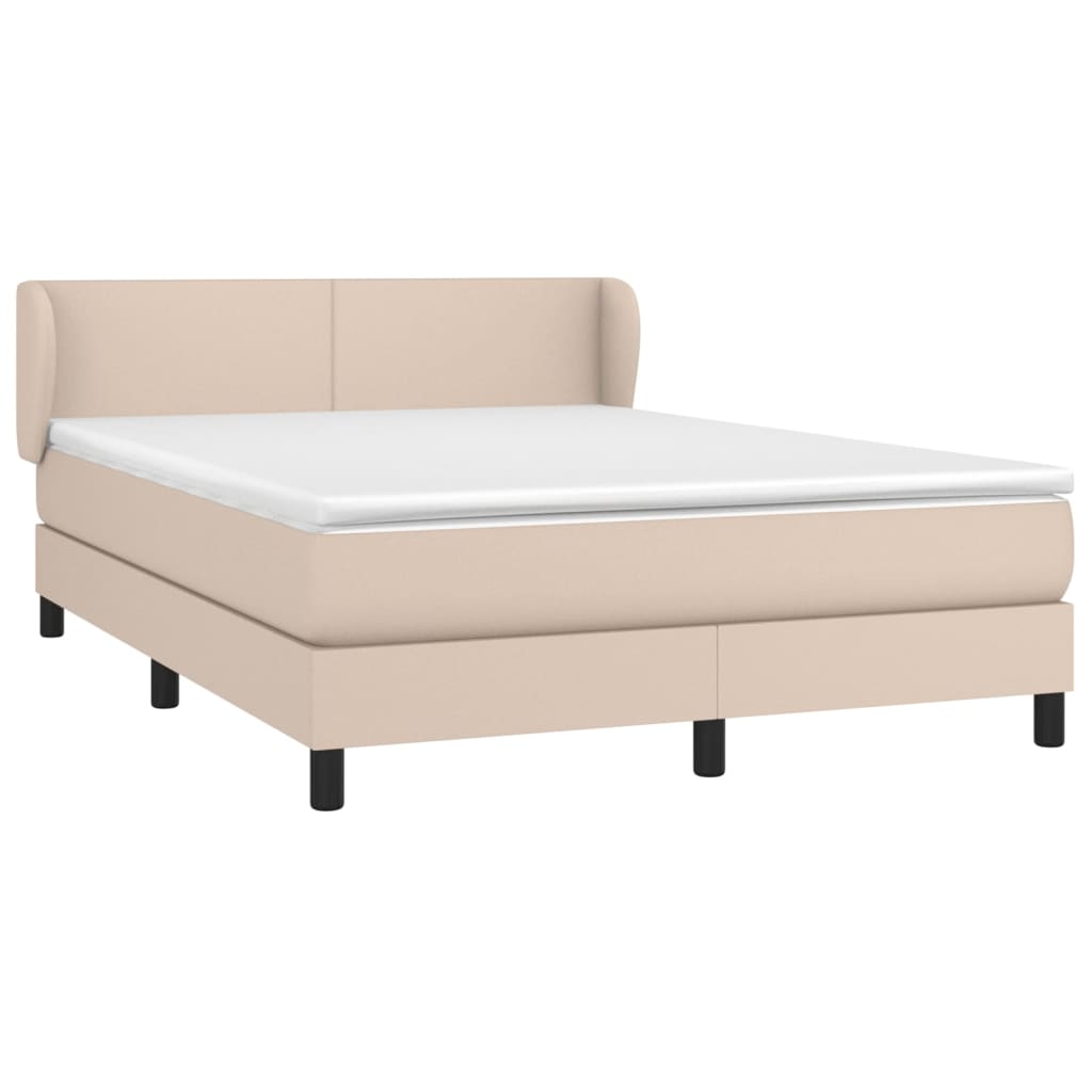 Krevet s oprugama i madrac cappuccino 140x190cm od umjetne kože
