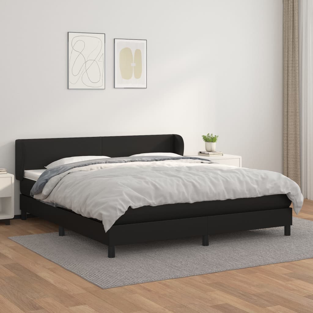 Krevet s oprugama i madracem crni 160 x 200 cm od umjetne kože