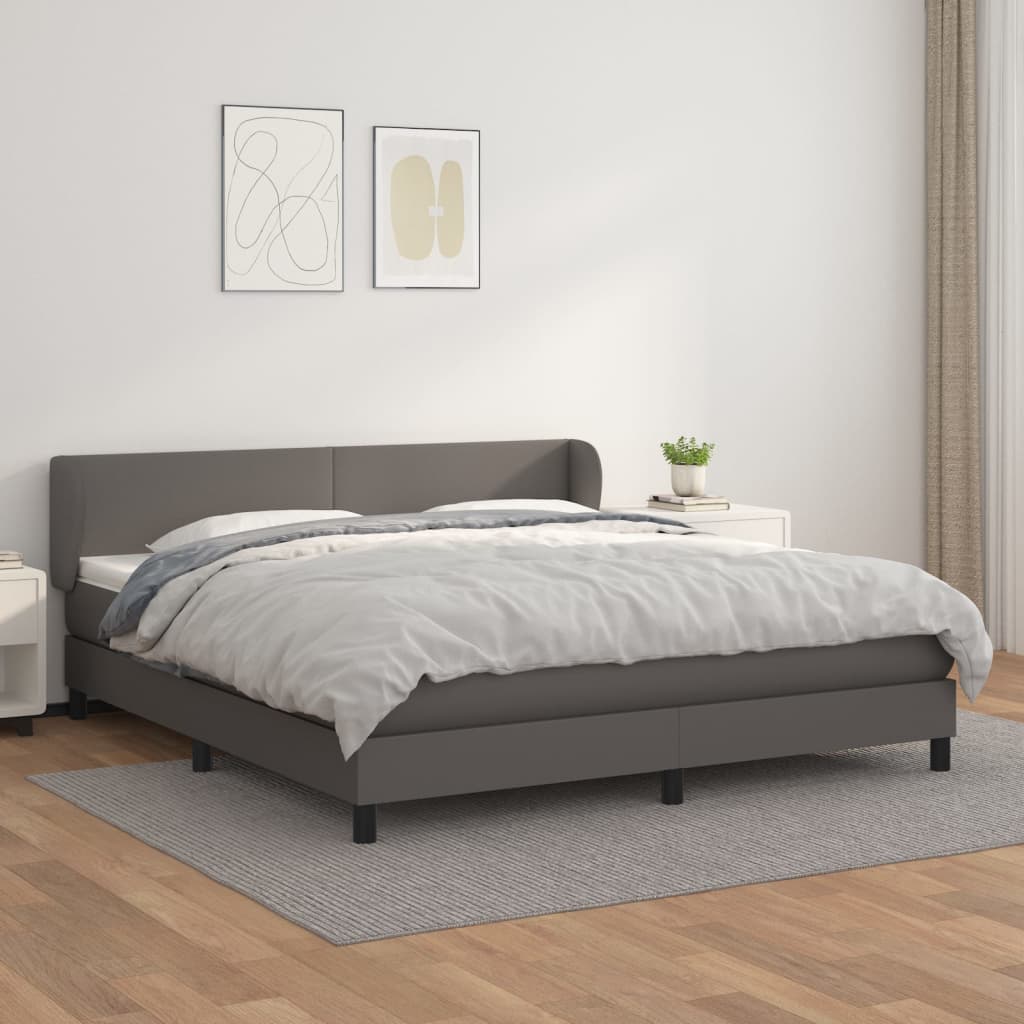 Krevet s oprugama i madracem sivi 160x200 cm od umjetne kože