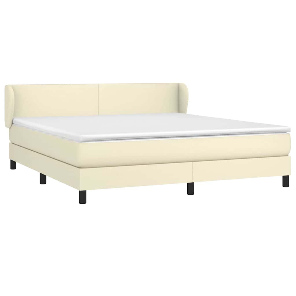 Krevet s oprugama i madracem krem 180x200 cm od umjetne kože
