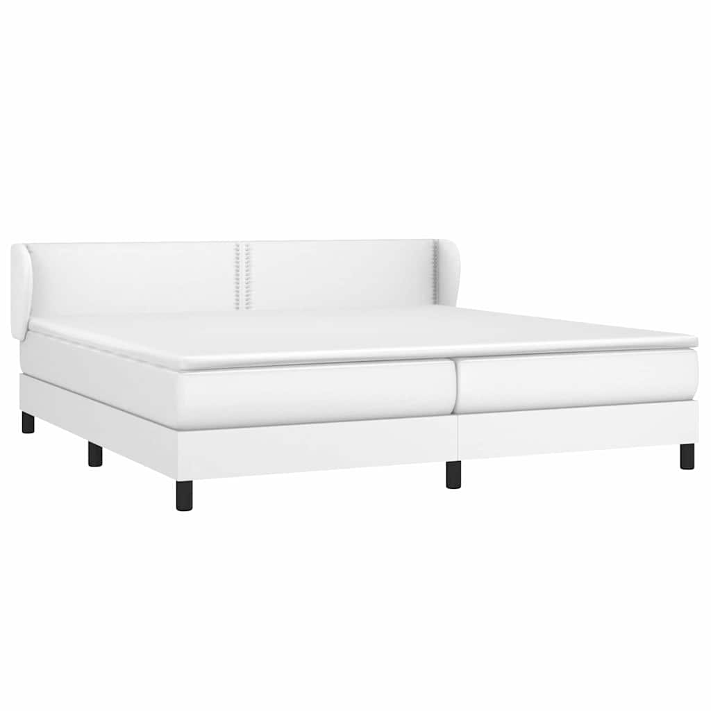 Krevet s oprugama i madracem bijeli 200x200 cm umjetna koža
