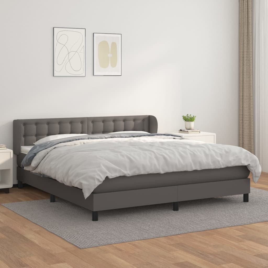 Krevet s oprugama i madracem sivi 180 x 200 cm od umjetne kože