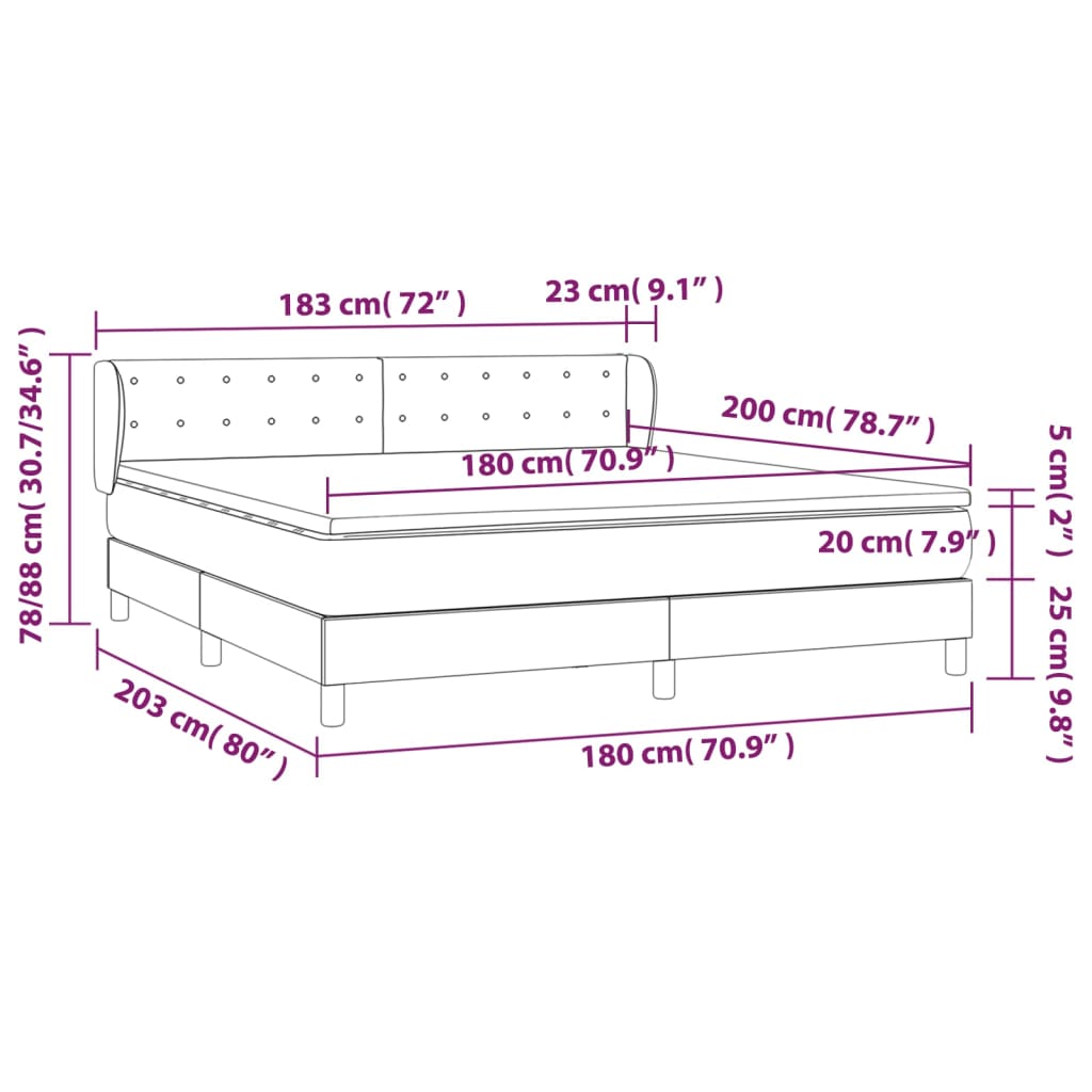 Krevet box spring s madracem cappuccino 180x200 cm umjetna koža