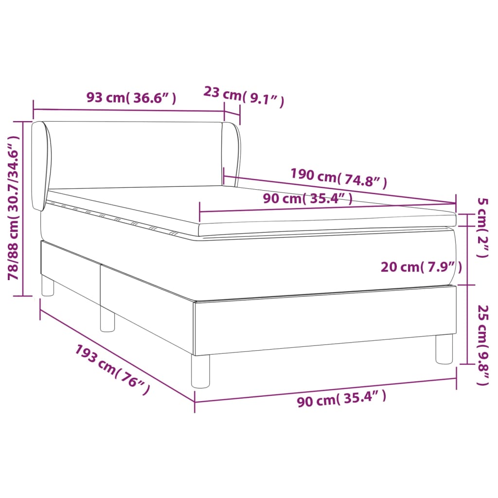 Box spring krevet s madracem crni 90x190 cm baršunasti