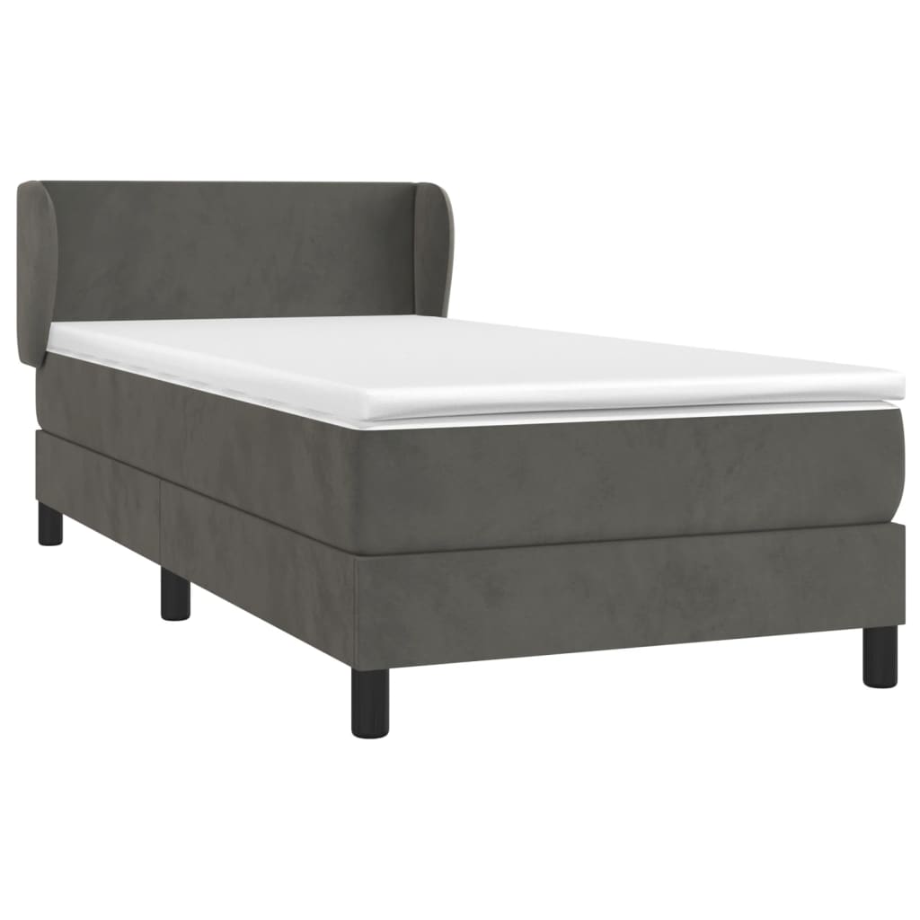 Box spring krevet s madracem tamnosivi 90x200 cm baršunasti