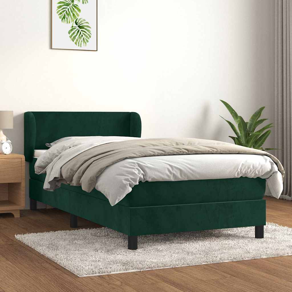 Box spring krevet s madracem tamnozeleni 90x200 cm baršunasti