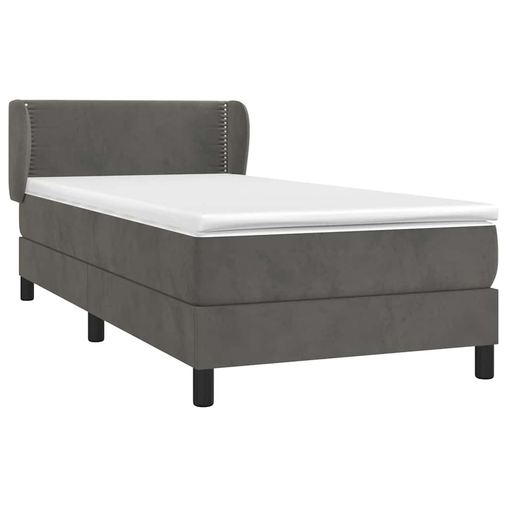 Box spring krevet s madracem tamnosivi 90x200 cm baršunasti